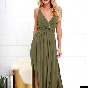 Lulu’s Lost in Paradise Olive Green Maxi Dress